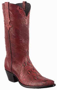 Women's Exotic Skin Cowboy Boots - STALLION WOMEN'S DARK RED PYTHON COWGIRL BOOTS
