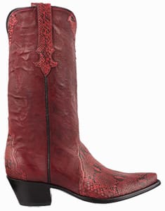 STALLION WOMEN'S DARK RED PYTHON COWGIRL BOOTS