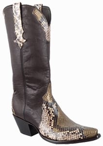 Women's Exotic Skin Cowboy Boots - STALLION WOMEN'S GOLD PAINTED PYTHON BOOTS
