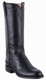Womens Roper Cowboy Boots - LUCCHESE WOMENS BLACK BABY BUFFALO ROPER BOOTS