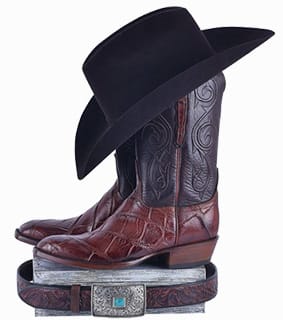 Lucchese American Alligator Boots - Boots with cowboy hat and western belt