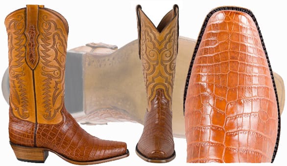 Best Men's Cowboy Boots - Tony Lama Brandy Vintage Nile Crocodile Belly Boots