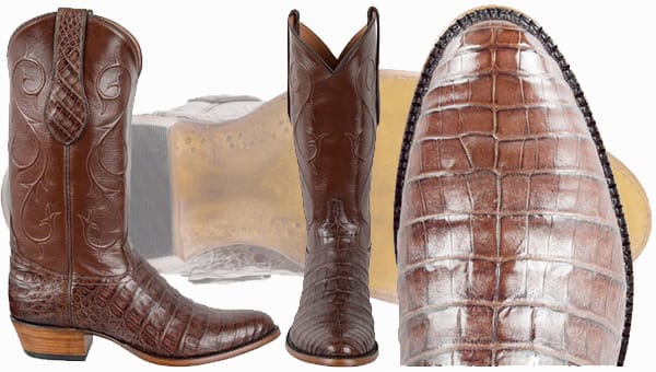 Mens Smooth Real Crocodile Belly Skin Black Leather Cowboy Boots Western