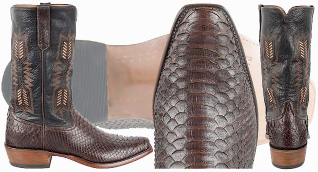 Python Cowboy Boots For Men - RIOS OF MERCEDES MEN'S CHOCOLATE PYTHON BOOTS