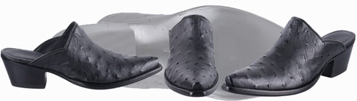 Sexy Cowgirl Boots - STALLION WOMEN'S BLACK FULL QUILL OSTRICH MULES