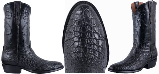 Black Cowboy Boots - BLACK JACK MEN'S BLACK CAIMAN FLANK BOOTS