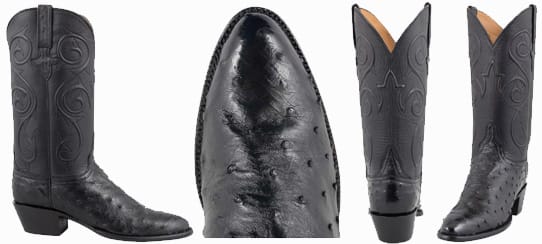 Black Cowgirl Boots - LUCCHESE WOMENS BLACK FULL-QUILL OSTRICH BOOTS