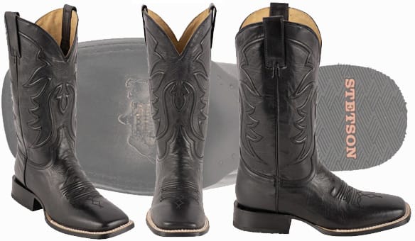 Stetson Mens Ames Burnished Black Calf Boots