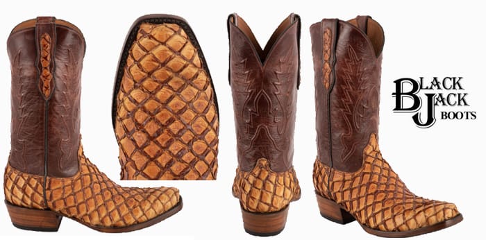 Black Jack Exclusive Pirarucu Cowboy Boots - Ginger Chestnut