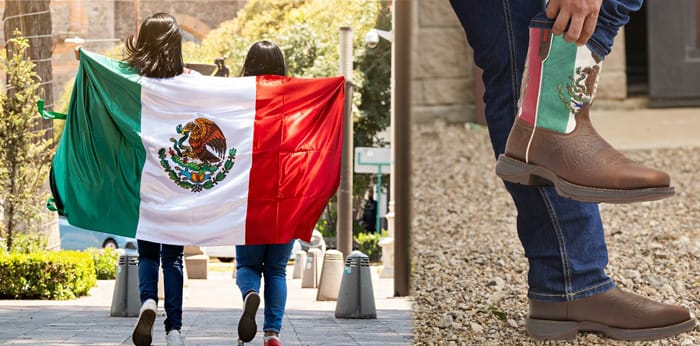 The Mexican flag and Mexican Cowboy Boots.